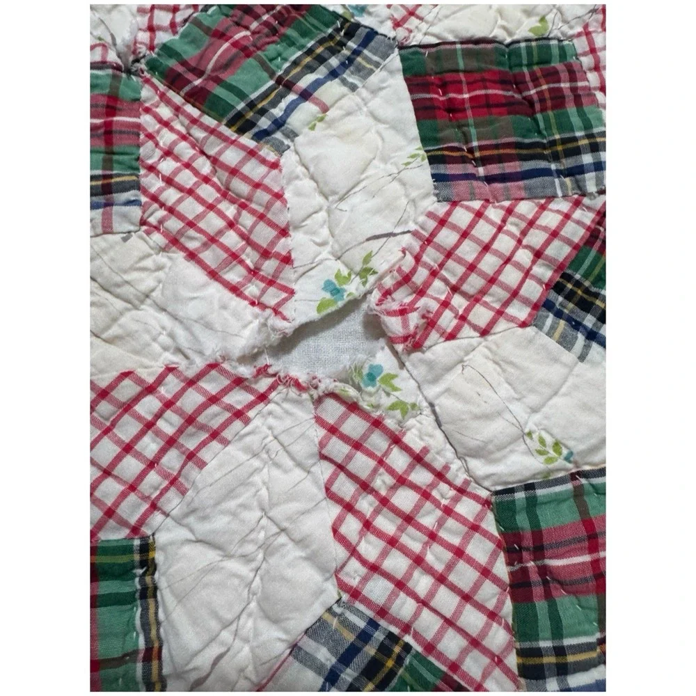 Vintage 30's/40's Handmade Star Quilt Handmade Patchwork Bedspread Throw Blanket